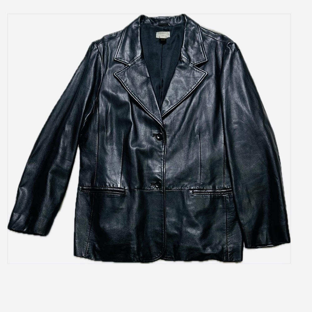 Old Navy Women's Sleek Black Leather Jacket XXL - Picture 5 of 5
